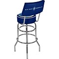 Trademark Global® Vinyl Padded Swivel Bar Stool With Back, Blue, Blue Moon