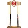 Trademark Global® Wood and Glass Billiard Cue Rack With Mirror, Fire Fighter