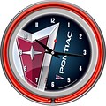 Trademark Global® Chrome Double Ring Analog Neon Wall Clock, Pontiac