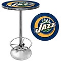 Trademark Global® 27.37 Solid Wood/Chrome Pub Table, Blue, Utah Jazz NBA