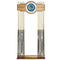 Trademark Global® Wood and Glass Billiard Cue Rack With Mirror, Golden State Warriors NBA