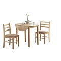 Monarch 3 Piece Padded Dining Set With a 36Dia Drop Leaf Table; Natural