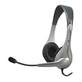 Cyber Acoustics AC-202B Stereo Speech Headset With Boom Microphone; Silver