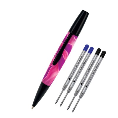 Monteverde® Intima Ballpoint Pen W/2 Black and 2 Blue Refills, Neon Pink