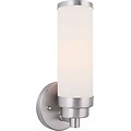 Aurora® 11 1/2 x 4 1/2 60 W 1 Light Wall Sconce With Satin Opal Glass Shade; Brushed Nickel