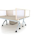 Obex Polycarbonate Desk Mount Privacy Panel W/Brown Frame; 12 x 42, White