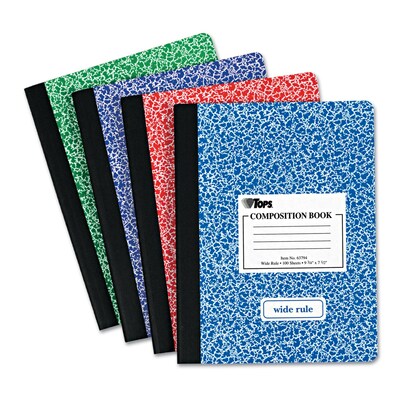 TOPS 1-Subject Composition Notebooks, 7.5 x 9.75, Wide Ruled, 100 Sheets, Each (63794)