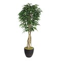 Laura Ashley 84 Willow Ficus Tree With Multiple Trunks in 16 Fiberstone Planter, Black