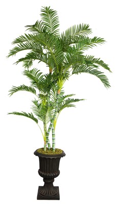 Laura Ashley 86 Palm Tree in 16 Fiberstone Planter, Black/Gray