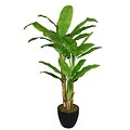 Laura Ashley 78 Banana Tree With Real Touch Leaves in 16 Fiberstone Planter, Black