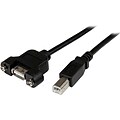 Startech 3 F/M Panel Mount USB A/B Extension Cable; Black