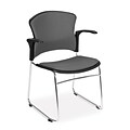 OFM™ Fabric Multi-Use Stack Chair With Arms, Gray, 4/Pack