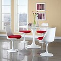 Modway Lippa 5 Piece Fiberglass Dining Set With 4 Side Chairs and One 48 Dining Table; Red