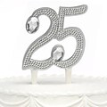 HBH™ 6(H) 25th Anniversary Gilded Cake Pick With Sparkling Clear Rhinestone Accents, Silver-Tone
