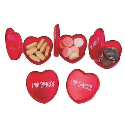 S&S® I Love Bingo Pill Box, Red, 12/Pack