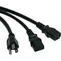 Tripp Lite 6 NEMA 5-15P to 2 x IEC-320-C13 AC Power Splitter Cable; Black