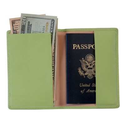Royce Leather Passport Holder, Key Lime Green