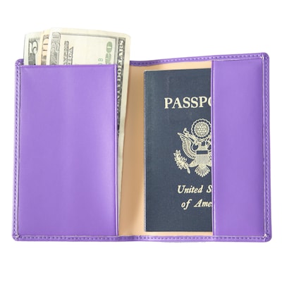 Royce Leather Foil Stamped Passport Jacket, Purple