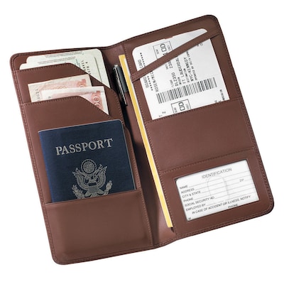 Royce Leather Passport Wallet, Coco