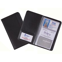 Royce Leather 3-Up Business Card File, Black