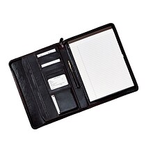 Royce Leather Black Leather Zippered Writing Document Organizer (OS-MFL756-BLK)