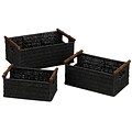 Household Essentials Paper Rope Baskets With Wood Handles, Black (ML-7052)
