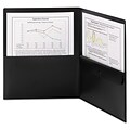 Smead® Letter Poly Two-Pocket Folder With Security Pocket, Black, 5/Box