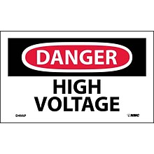 Danger Labels; High Voltage, 3 x 5, Adhesive Vinyl, 5/Pack