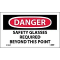 Danger Safety Glasses Required Beyond This Point; 3X5, Adhesive Vinyl, 5Pk