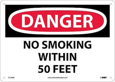 No Smoking Within 50 Feet, 10X14, Rigid Plastic, Danger Sign