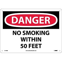 No Smoking Within 50 Feet, 10X14, Rigid Plastic, Danger Sign