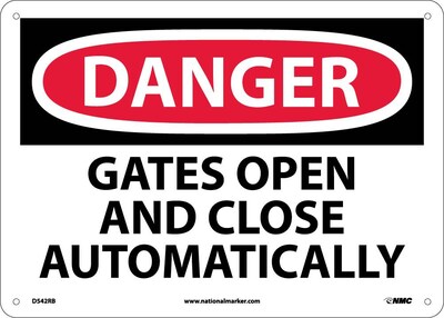 Danger Signs; Gates Open And Close Automatically, 10X14, Rigid Plastic