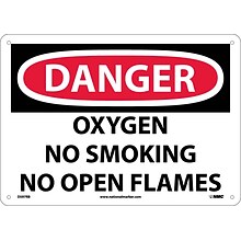 Oxygen No Smoking No Open Flames, 10X14, Rigid Plastic, Danger Sign