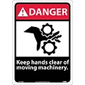 Keep Hands Clear Of Moving Machinery, 14X10, Rigid Plastic, Danger Sign