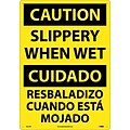 Caution Signs; Slippery When Wet (Bilingual), 20X14, Rigid Plastic