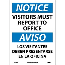Notice Labels; Visitors Report To Office Bilingual, 14X10, Adhesive Vinyl