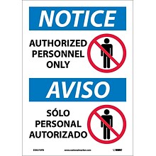 Notice Labels;  Authorized Personnel Only, Bilingual, (W/Graphic), 14X10, Adhesive Vinyl