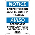 Ear Protection Must Be Worn In This Area, Bilingual, 14X10, Rigid Plastic, Notice Sign