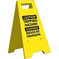 Heavy Duty Floor Signs; Caution Tripping Hazard (Bilingual), 24.63X10.75