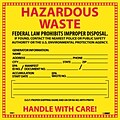 Hazard Labels; Hazardous Waste, 6X6, Adhesive Vinyl, 25/Pack