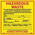 Hazard Labels; Hazardous Waste California, 6X6, Adhesive Vinyl, 25/Pk