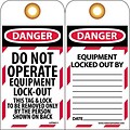 Lockout Tags; Lockout, Do Not Operate Equipment Locked Out, 6X3, Unrippable Vinyl, 25/Pk