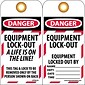 Lockout Tags; Lockout, Equipment Lock-Out A Life Is On The Line, 6" x 3", Unrippable Vinyl