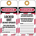 Tag; Danger, Locked Out,Do Not Operate, 6 x 3 1/4, Unrippable Vinyl, 25/Pack