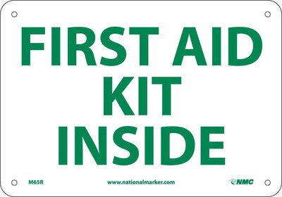 Notice Signs; First Aid Kit Inside, 7 x 10, Rigid Plastic