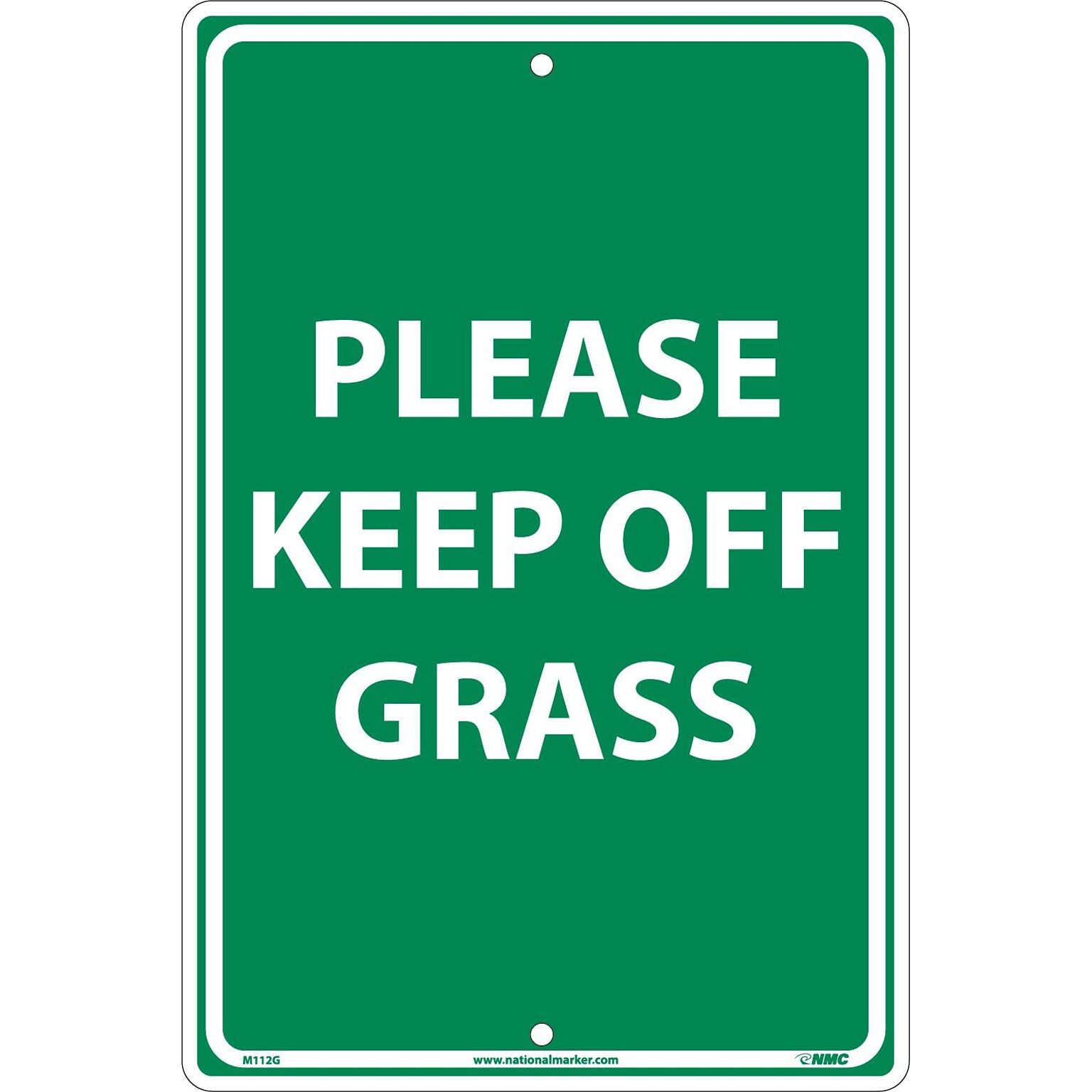 Notice Signs; Please Keep Off Grass, White On Green, 18X12, .040 Aluminum
