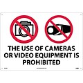 Notice Signs; The Use Of Cameras Or Video Equipment Is Prohibited, 14X20, Rigid Plastic