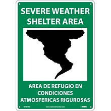 Notice Signs; Severe Weather Shelter Area (Graphic), Bilingual, 14X10, Rigid Plastic