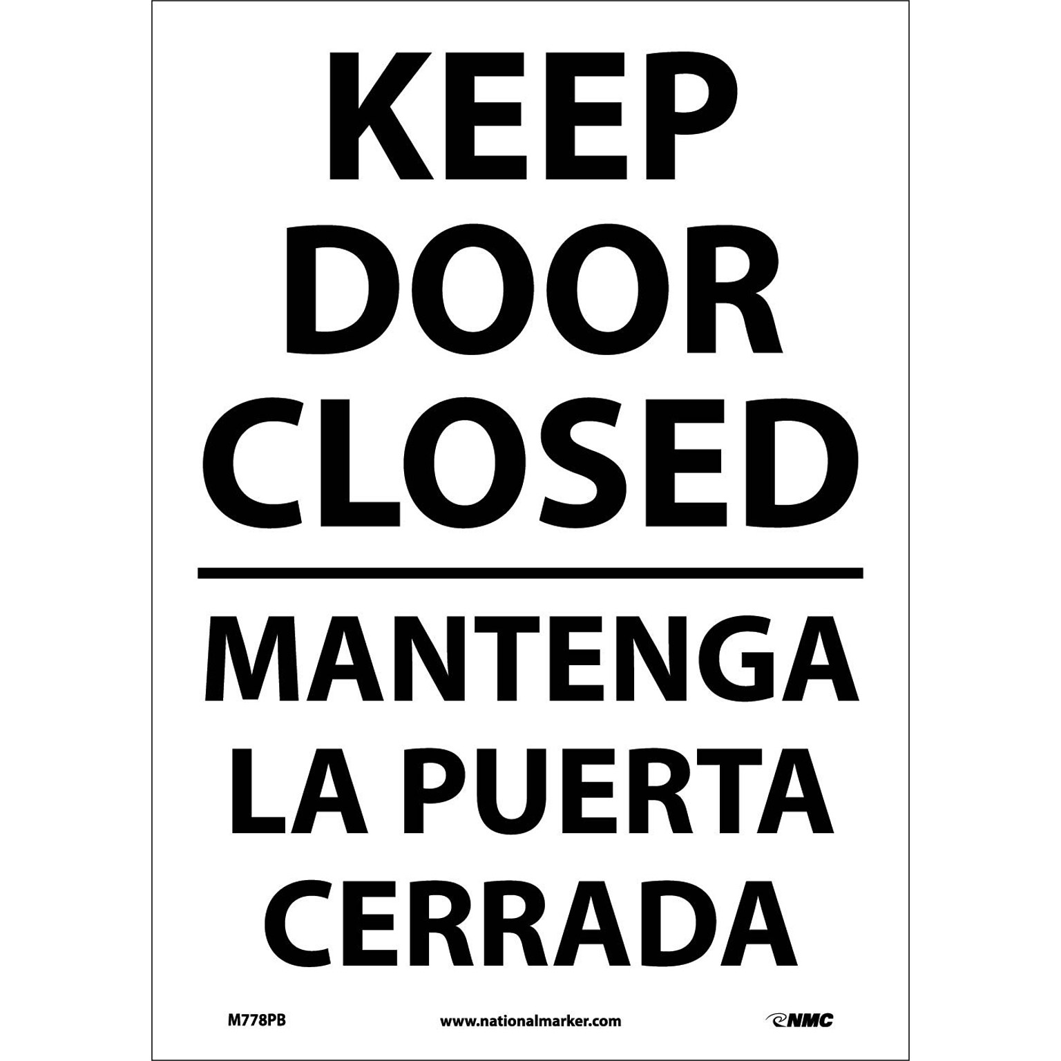 Information Labels; Keep Door Closed, Bilingual, 14X10, Adhesive Vinyl