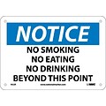Notice Signs; No Smoking No Eating No Drinking Beyond This Point, 7X10, Rigid Plastic